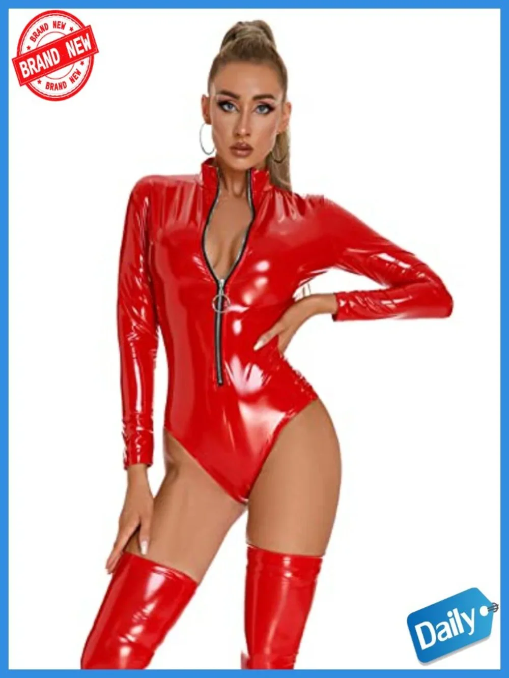 Shiny Metallic Sleeveless Party Bodysuit Jumpsuit